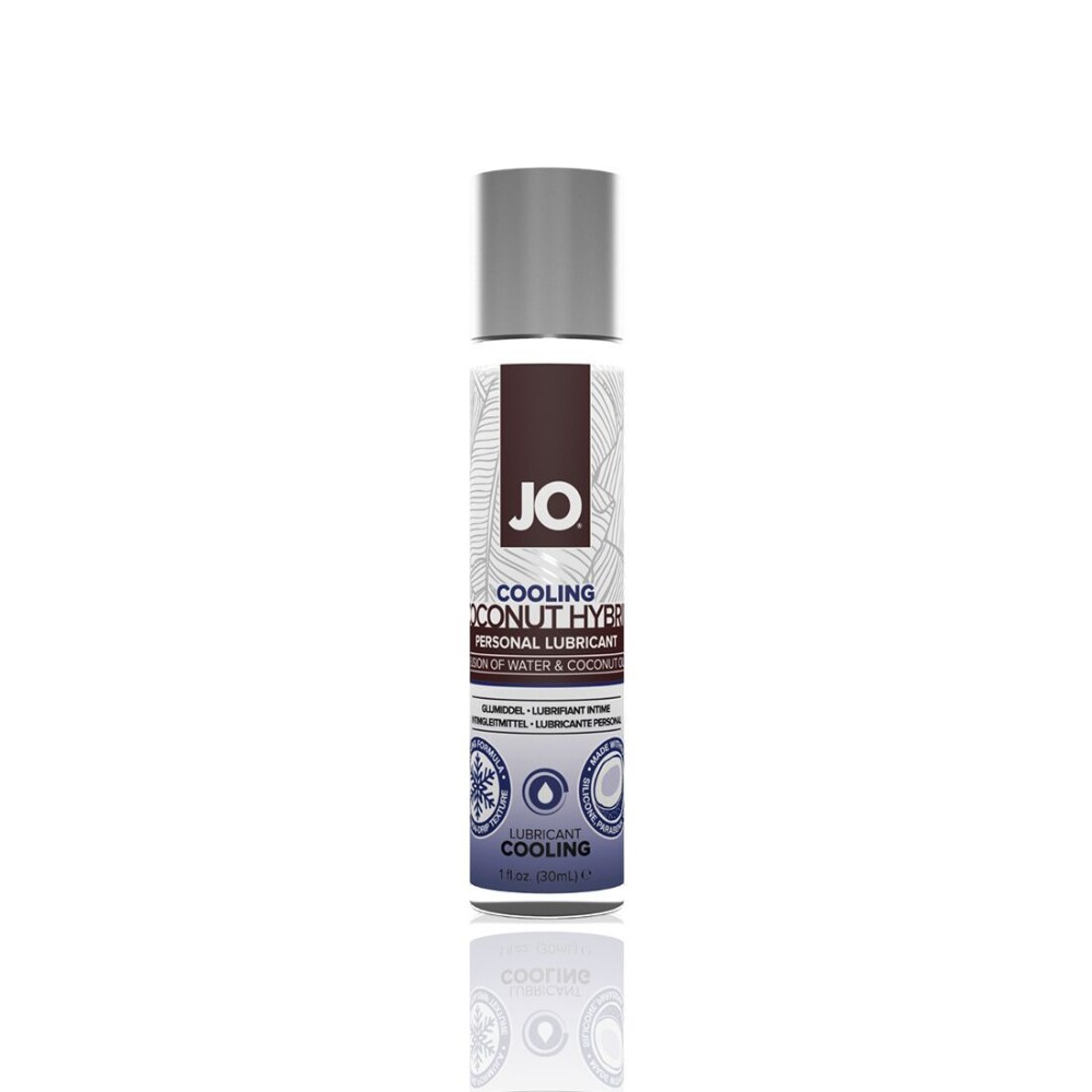 Охолоджувальна змазка-крем з кокосовою олією JO Coconut Hybrid COOLING (30 мл) біла - зображення 1