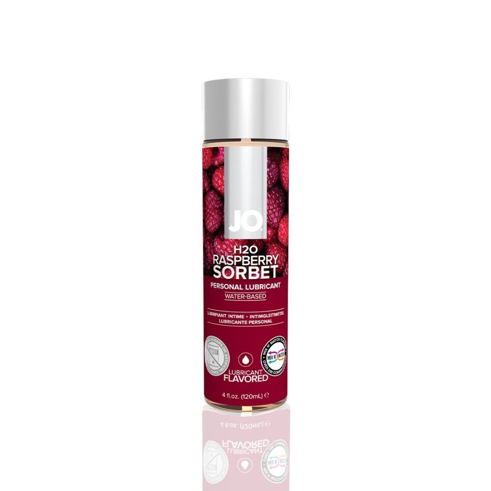 Змазка на водній основі JO H2O — Raspberry Sorbet (120 мл) без цукру, рослинний гліцерин - зображення 1