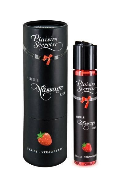 Масажна олія Plaisirs Secrets Strawberry (59 мл) з афродизіаками, їстівна, подарункове паковання - зображення 1