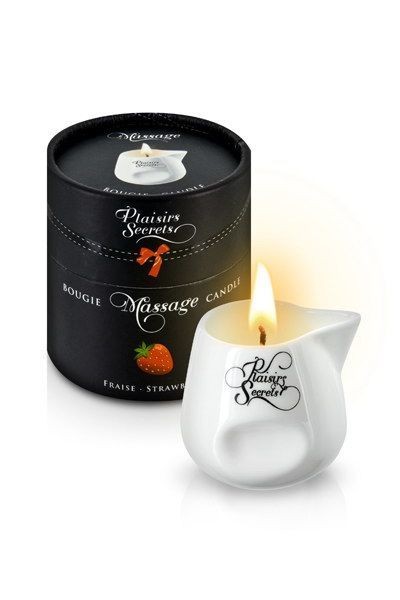 Масажна свічка Plaisirs Secrets Strawberry (80 мл) подарункова упаковка, керамічний посуд - зображення 1
