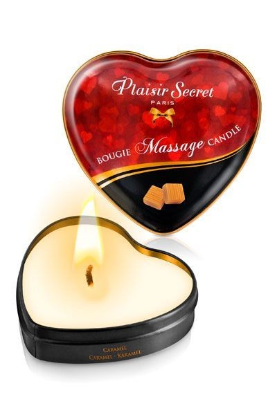 Масажна свічка-серце Plaisirs Secrets Caramel (35 мл) - зображення 1