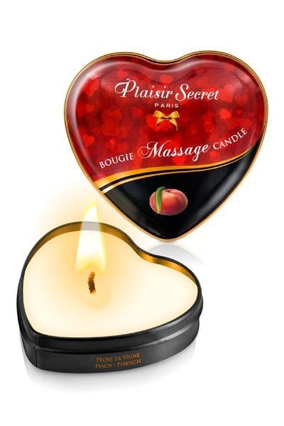 Масажна свічка-серце Plaisirs Secrets Peach (35 мл) - зображення 1