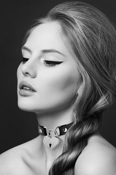 Чокер з замочком-сердечком Bijoux Pour Toi - HEART LOCK Black, екошкіра - зображення 1