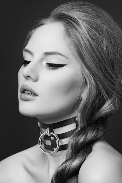 Чокер потрійний з кільцем для повідця Bijoux Pour Toi - FETISH, екошкіра - зображення 1