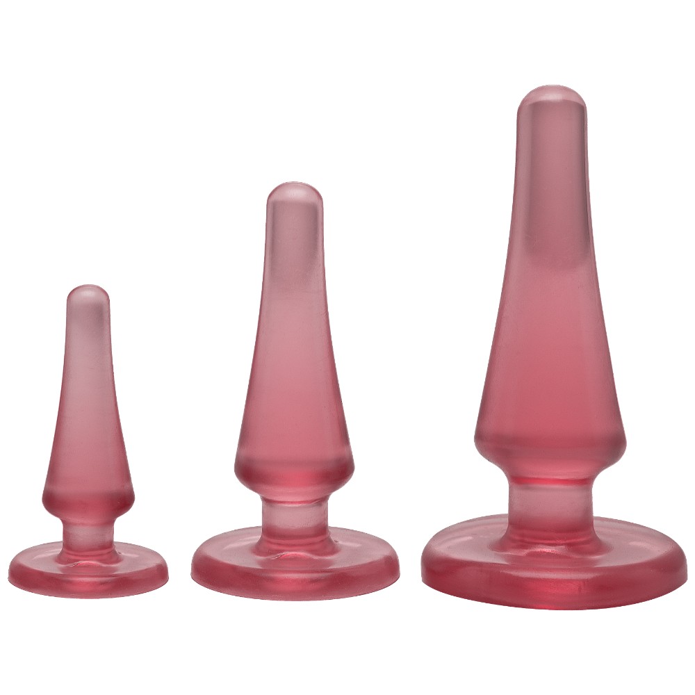 Набір анальних пробок Doc Johnson Crystal Jellies - Pink, макс. діаметр 2см - 3 см - 4 см - зображення 1