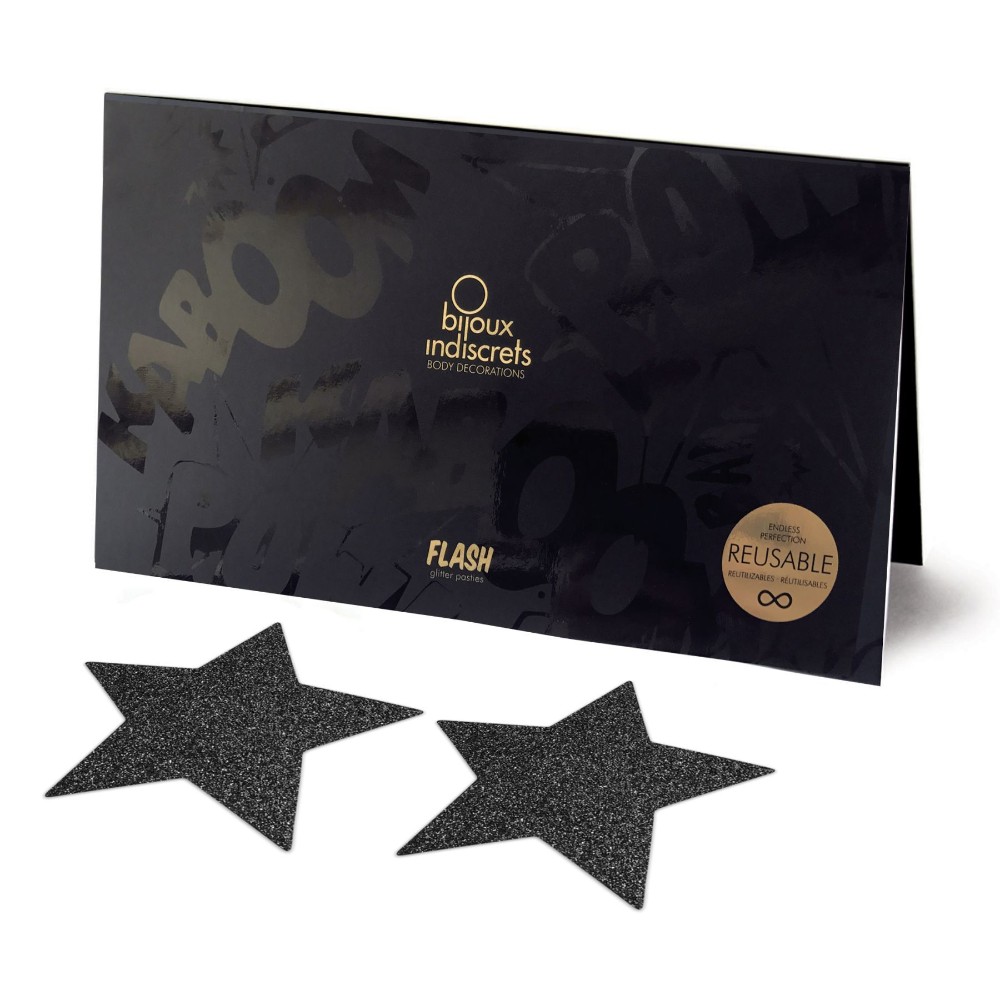 Пестіс - стикини Bijoux Indiscrets - Flash Star Black, наклейки на соски - зображення 1