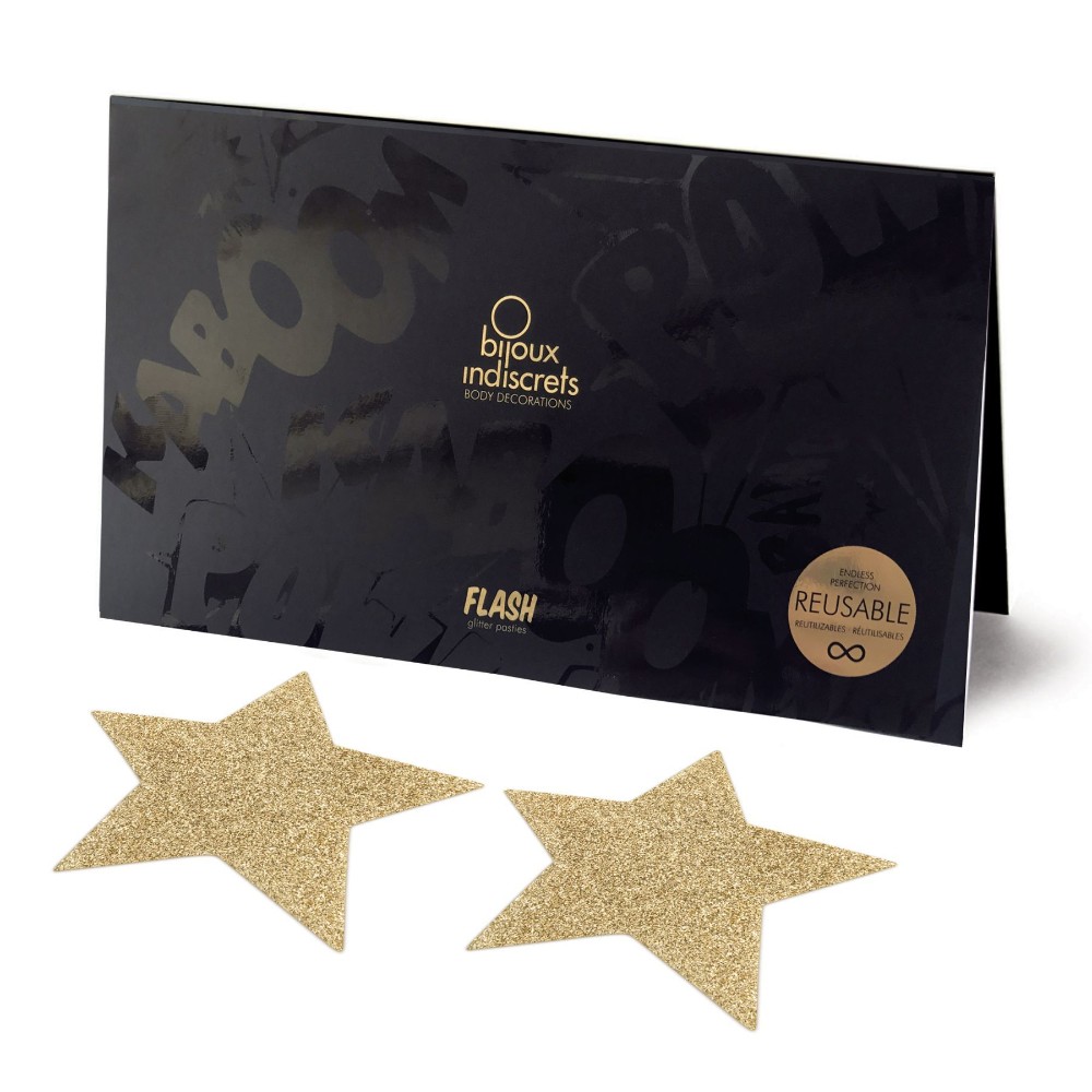 Пестіс - стикини Bijoux Indiscrets - Flash Star Gold, наклейки на соски - зображення 1