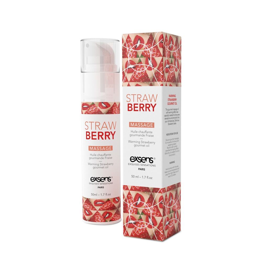 Масажна олія EXSENS Strawberry 50 мл розігрівальна, без цукру, без парабенів, їстівна - зображення 1