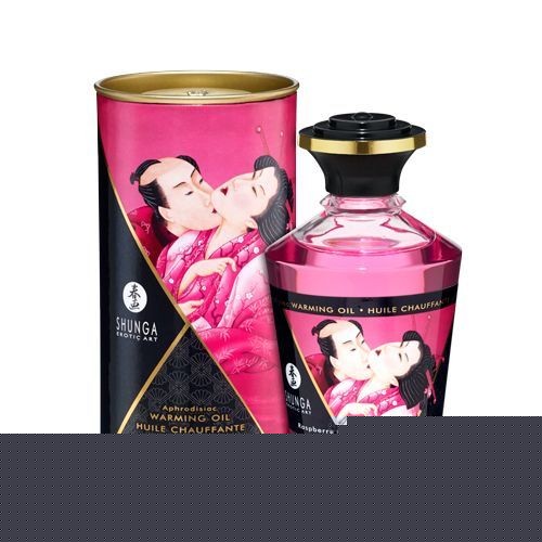 Розігрівальна олія Shunga Aphrodisiac Warming Oil – Raspberry Feeling (100 мл) без цукру, смачна - зображення 1