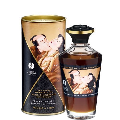 Розігрівальна олія Shunga Aphrodisiac Warming Oil – Creamy Love Latte (100 мл) без цукру, смачна - зображення 1