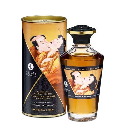 Розігрівальна олія Shunga Aphrodisiac Warming Oil – Caramel Kisses (100 мл) без цукру, смачна - зображення 1