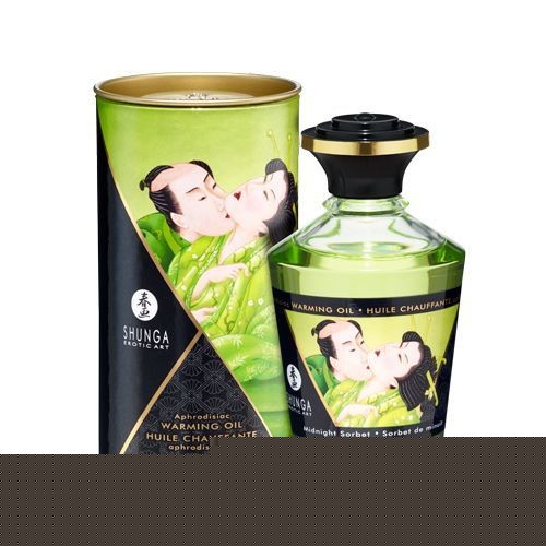 Розігрівальна олія Shunga Aphrodisiac Warming Oil – Midnight Sorbet (100 мл) без цукру, смачна - зображення 1