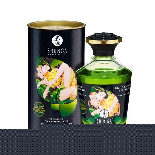Органічна розігрівальна олія Shunga Aphrodisiac Warming Oil – Exotic green tea (100 мл) без цукру - зображення 1