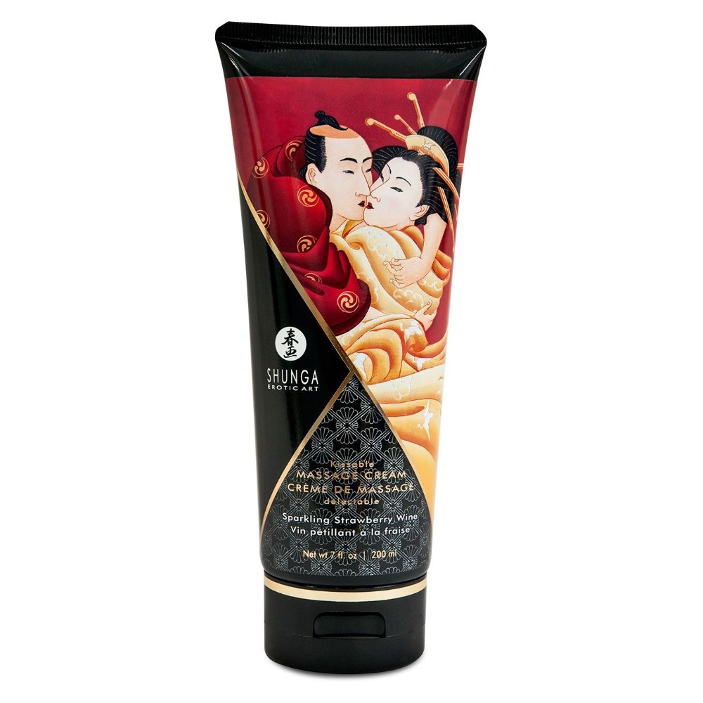 Їстівний масажний крем Shunga Kissable Massage Cream – Sparkling Strawberry Wine (200 мл) - зображення 1