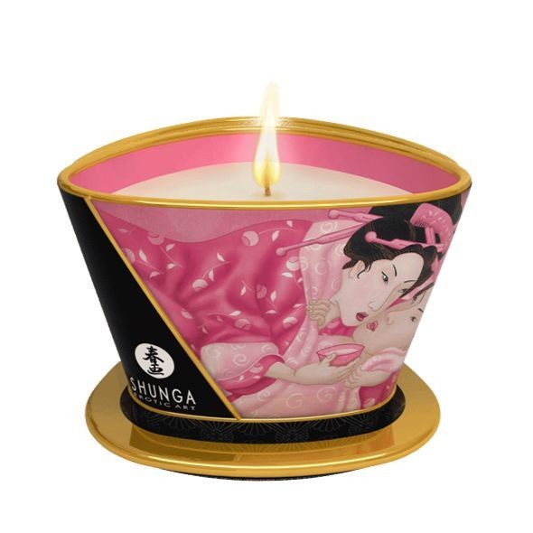 Масажна свічка Shunga Massage Candle – Rose Petals (170 мл) з афродизіаками - зображення 1