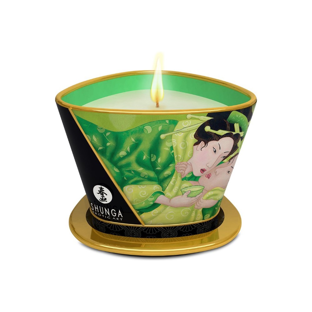 Масажна свічка Shunga Massage Candle – Exotic Green Tea (170 мл)  з афродизіаками - зображення 1