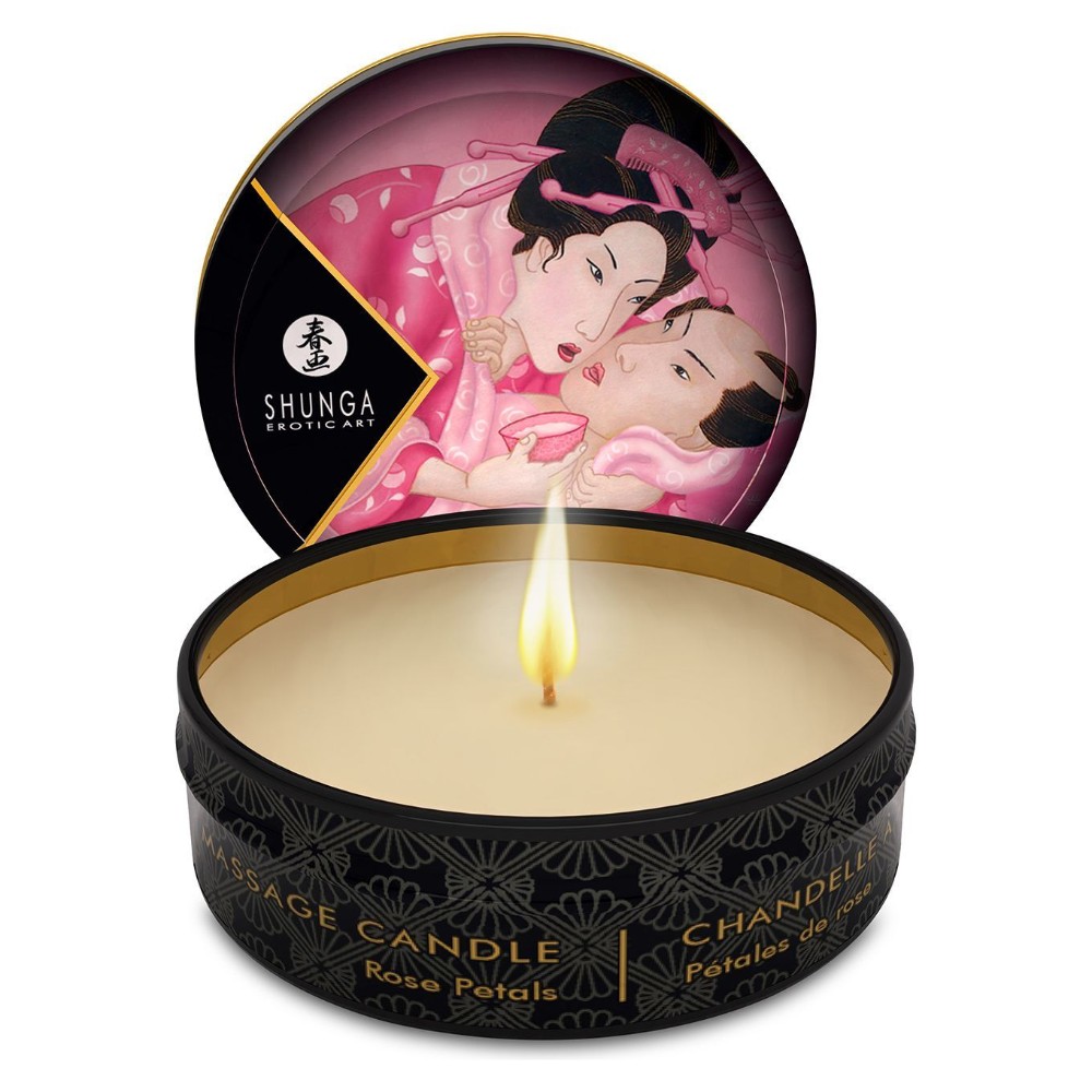 Масажна свічка Shunga Mini Massage Candle – Rose Petals (30 мл) з афродизіаками - зображення 1
