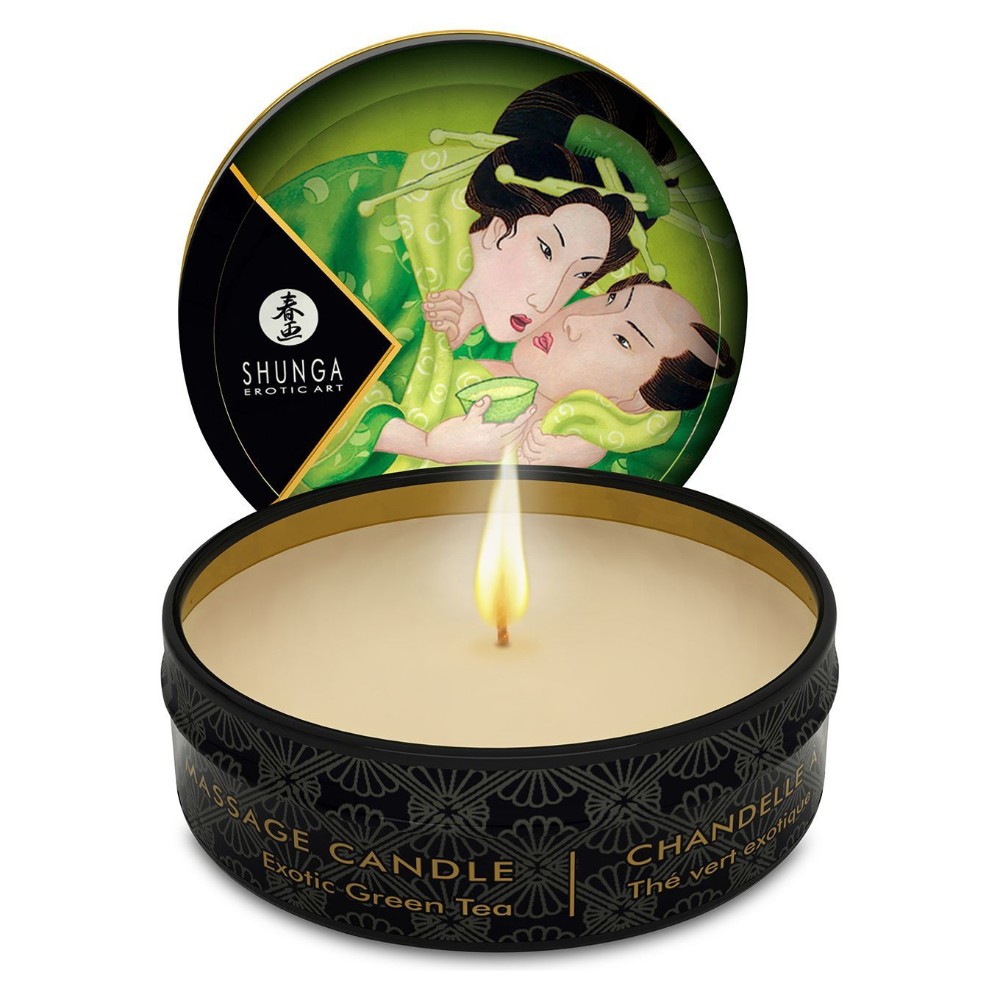 Масажна свічка Shunga Mini Massage Candle – Exotic Green Tea (30 мл) з афродизіаками - зображення 1