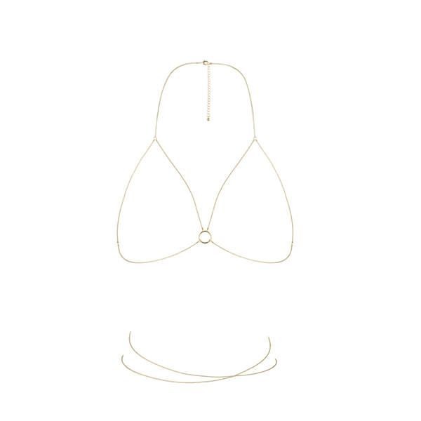 Ланцюжок портупея Bijoux Indiscrets Magnifique Bra Chain - Gold, прикраса на тіло - зображення 1