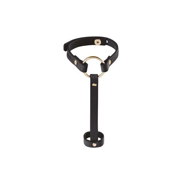 Пара браслетів на зап'ясті і палець Bijoux Indiscrets MAZE Hand Bracelet Harness Black, екошкіра - зображення 1