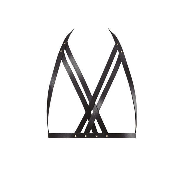 Портупея Bijoux Indiscrets MAZE — Halter Bra Harness Black - зображення 1