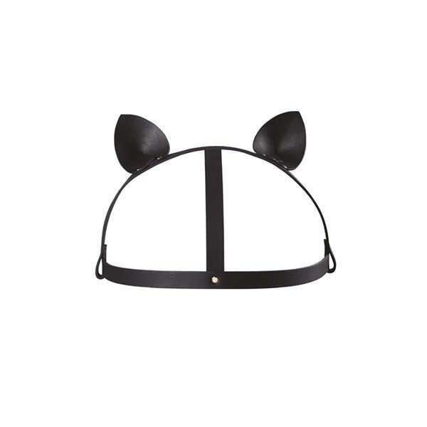 Маска кішечки Bijoux Indiscrets MAZE - Cat Ears Headpiece Black, екошкіра - зображення 1