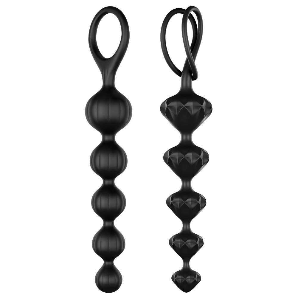 Набір анальних намистин Satisfyer Beads Black, силікон, макс. діаметр 3,3 см та 3,5 см - зображення 1