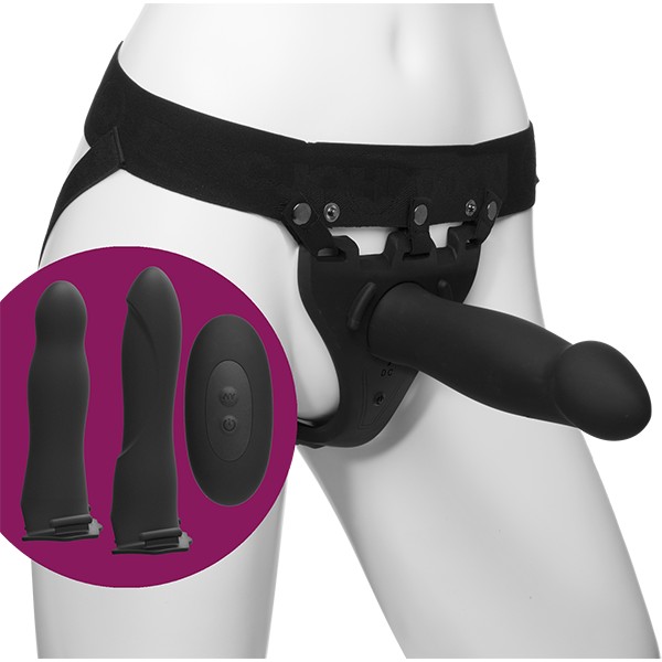 Набір для страпона з вібрацією Doc Johnson Body Extensions - BE Naughty - Black - зображення 1