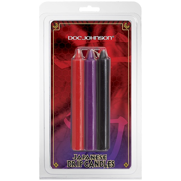 БДСМ свічки низькотемпературні Doc Johnson Japanese Drip Candles - 3 Pack Multi-Colored - зображення 1