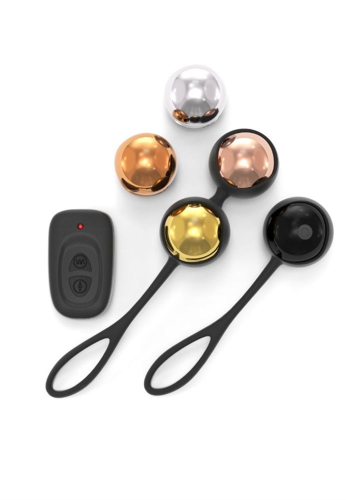 Набір вагінальних кульок Dorcel Training Balls, діам. 3,4 см, вага 20-117гр, є вібрація, пульт ДК - зображення 1