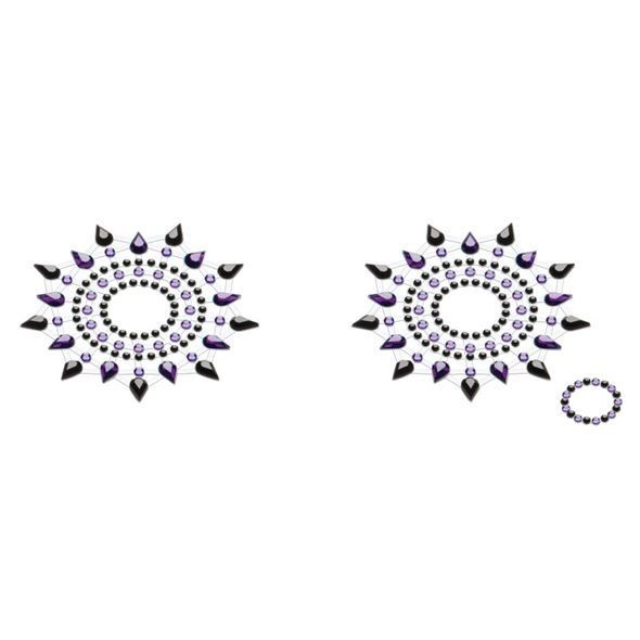 Пестіс з кристалів Petits Joujoux Gloria set of 2 - Black/Purple, прикраса на груди - зображення 1