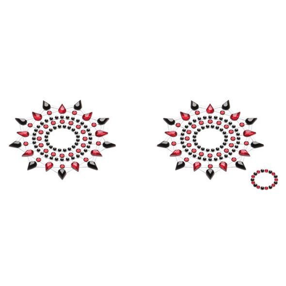 Пестіс з кристалів Petits Joujoux Gloria set of 2 - Black/Red, прикраса на груди - зображення 1