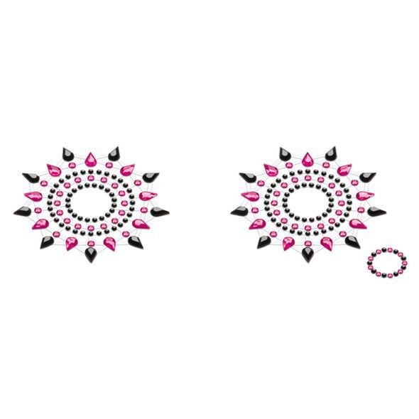 Пестіс з кристалів Petits Joujoux Gloria set of 2 - Black/Pink, прикраса на груди - зображення 1