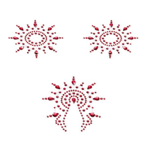 Пестіс з кристалів Petits Joujoux Gloria set of 3 - Red, прикраса на груди та вульву - зображення 1