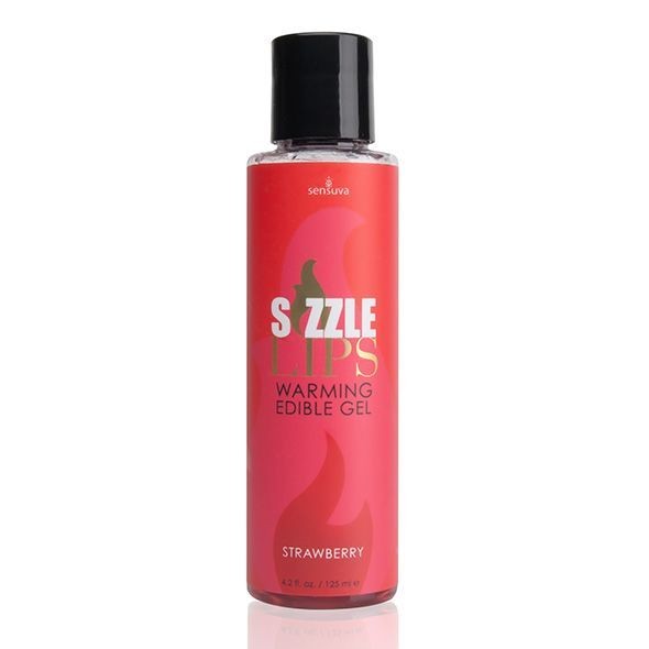 Зігрівальний масажний гель Sensuva Sizzle Lips Strawberry (125 мл), без цукру, їстівний - зображення 1