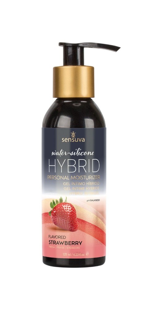 Змазка водно-силіконова Sensuva Hybrid Strawberry (125 мл) без цукру, можна для оральних пестощів - зображення 1