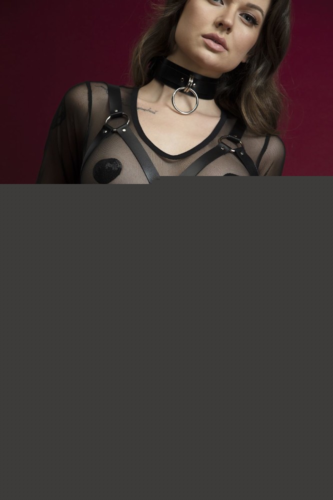 Портупея на груди Feral Feelings - Harness Bra, ліф, натуральна шкіра, колір чорний - зображення 1
