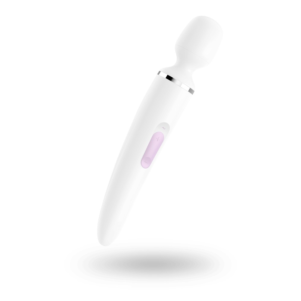 Вібромасажер Satisfyer Wand-er Woman (White/Chrome), водонепроникний, потужний, розмір XXL - зображення 1