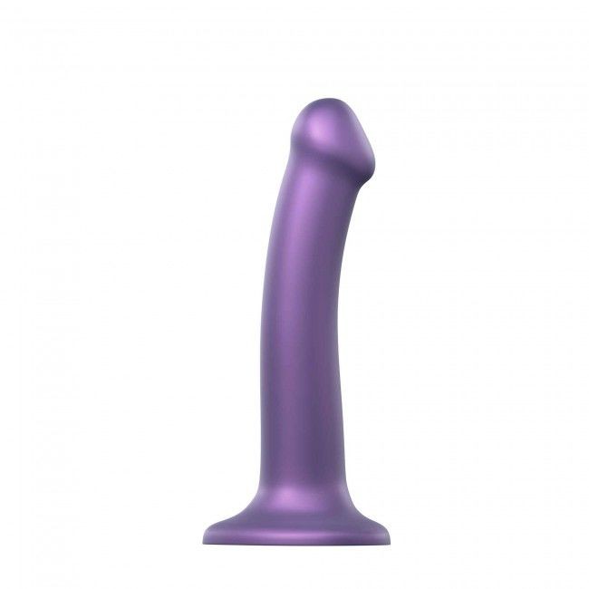Насадка для страпону Strap-On-Me Mono Density Dildo Violet M, діам. 3,3 см, одношаровий силікон, гну - зображення 1
