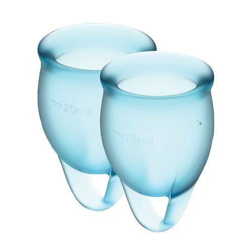 Набір менструальних чаш Satisfyer Feel Confident (light blue), 15мл і 20мл, мішечок для зберігання - зображення 1