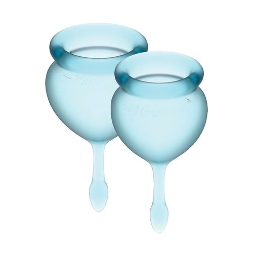 Набір менструальних чаш Satisfyer Feel Good (light blue), 15мл і 20мл, мішечок для зберігання - зображення 1