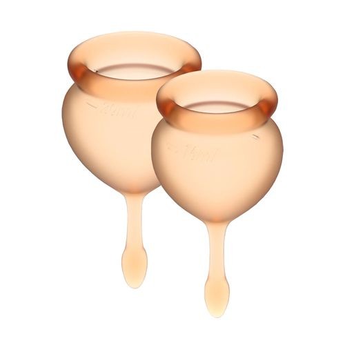 Набір менструальних чаш Satisfyer Feel Good (orange), 15мл і 20мл, мішечок для зберігання - зображення 1