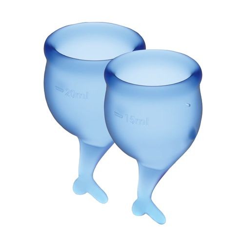 Набір менструальних чаш Satisfyer Feel Secure (dark blue), 15мл і 20мл, мішечок для зберігання - зображення 1
