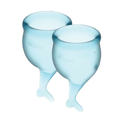Набір менструальних чаш Satisfyer Feel Secure (light blue), 15мл і 20мл, мішечок для зберігання - зображення 1