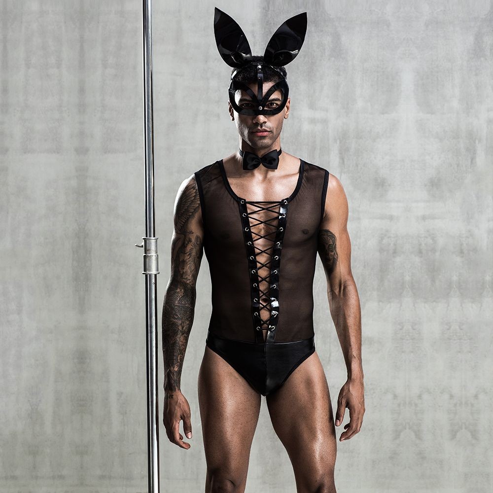Еротичний чоловічий костюм "Зайка Джонні" з маскою, One Size Black - зображення 1
