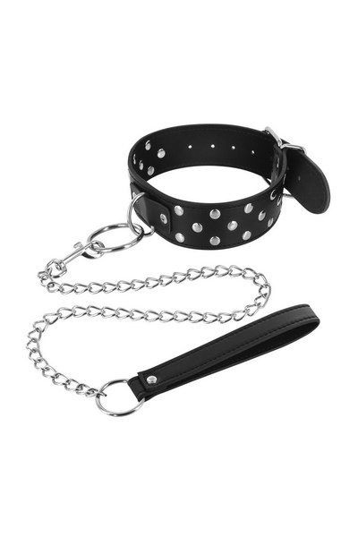 Нашийник з повідцем Fetish Tentation Rivets and Leash - зображення 1