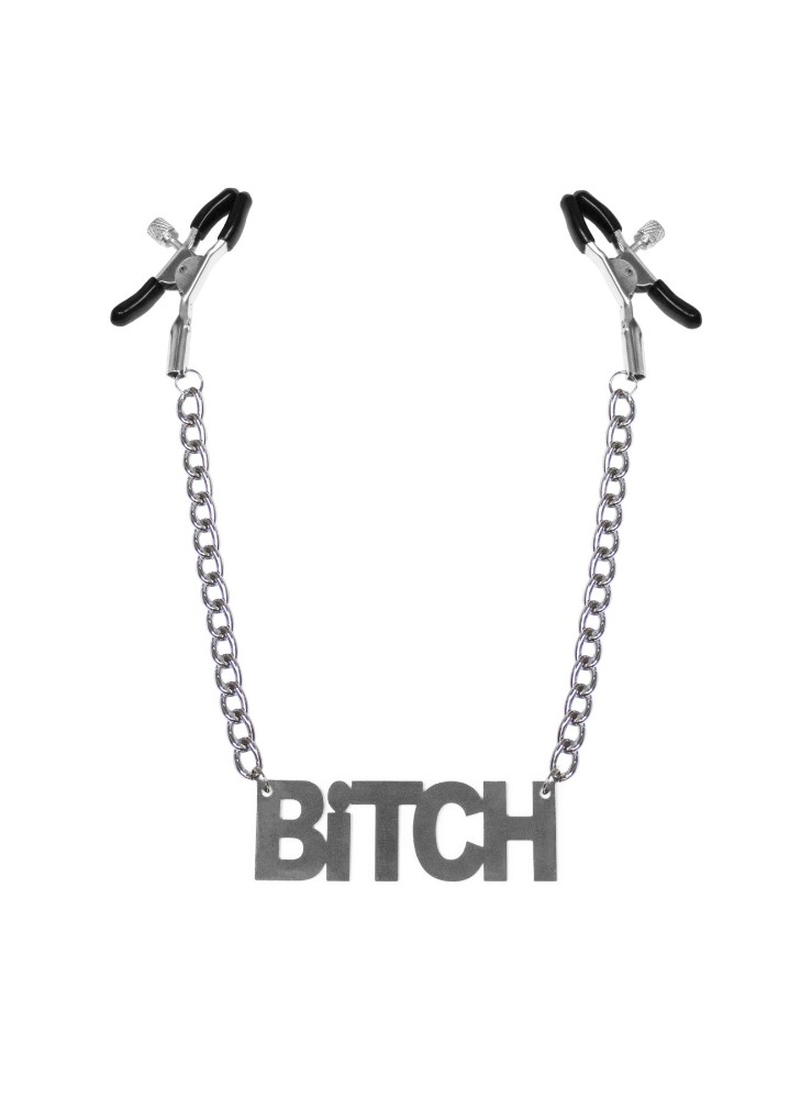 Затискачі для сосків Bitch, Feral Feelings - Nipple clamps Bitch, срібло/чорний - зображення 1