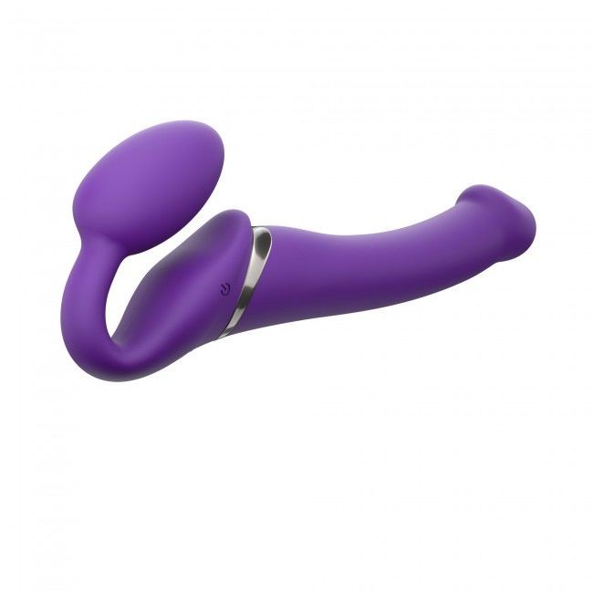 Безремінний страпон з вібрацією Strap-On-Me Vibrating Violet M, діаметр 3,8 см, пульт ДК, регульований - зображення 1