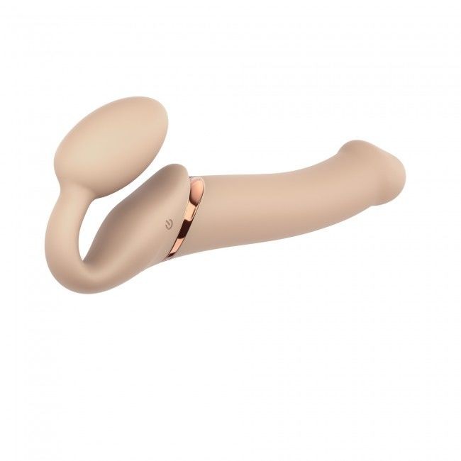 Безремінний страпон з вібрацією Strap-On-Me Vibrating Flesh L, діаметр 4,2 см, пульт ДК, регульований - зображення 1