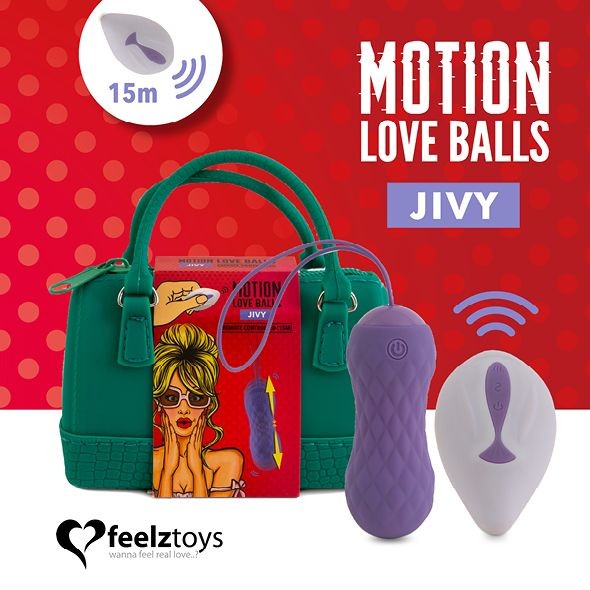 Вагінальні кульки з масажем і вібрацією FeelzToys Motion Love Balls Jivy з пультом ДК, 7 режимів - зображення 1
